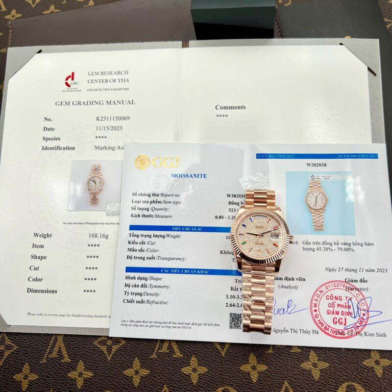 ROLEX DAY-DATE 40 18K ROSE GOLD WRAPPED MOISSANITE DIAL BEST REPLICA 40MM