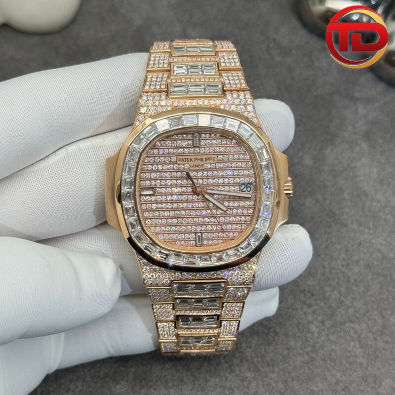 PATEK PHILIPPE NAUTILUS 5719/10R-010 CUSTOM 18K SOLID ROSE GOLD CVD DIAMONDS 40MM