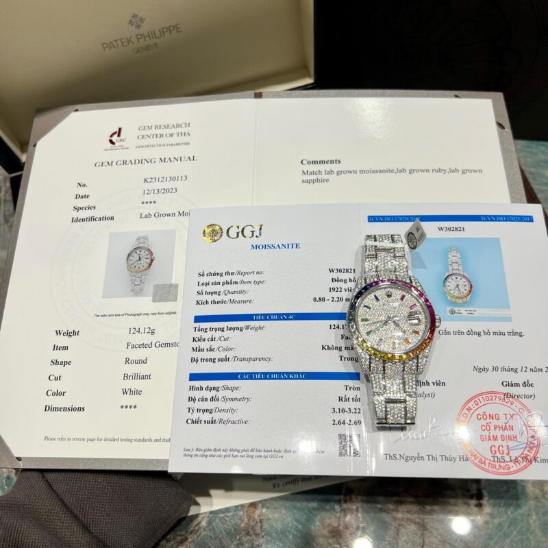 ROLEX DATEJUST ICED OUT MOISSANITE SYNTHETIC GEMSTONES BEZEL 41MM