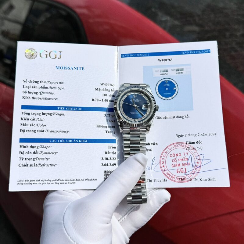 ROLEX DAY-DATE BLUE DIAL CUSTOM MOISSANITE DIAL SUPER CLONE 40MM