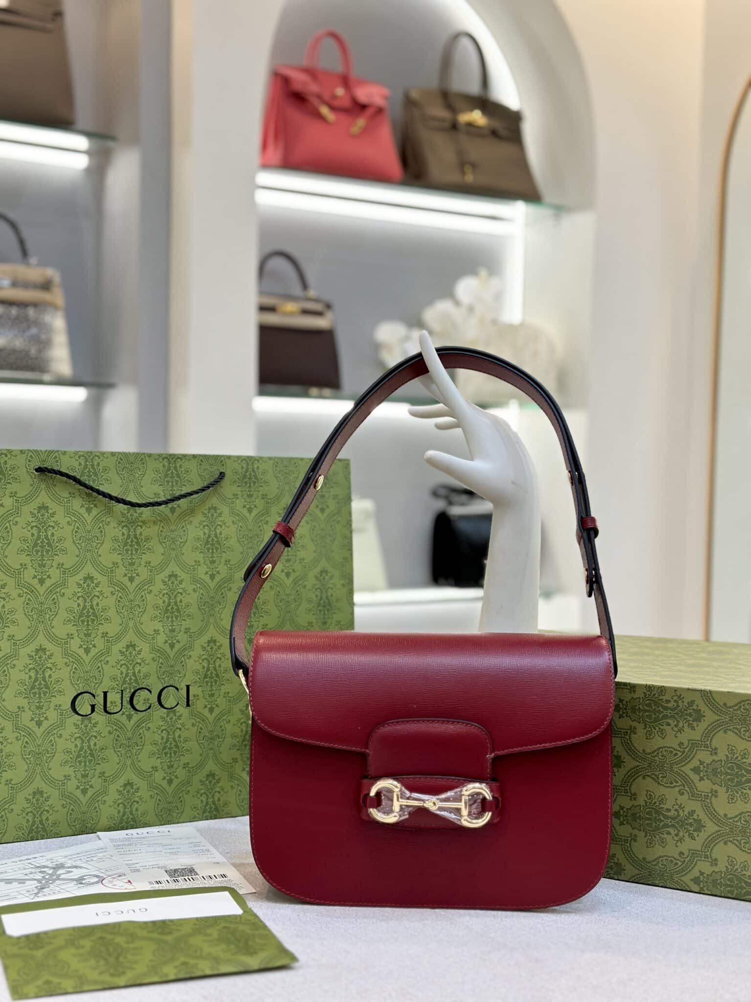 z5222860925661_09519482daeb341299b4fba506026289 TÚI GUCCI HORSEBIT 1955 SHOULDER BAG RED LEATHER SIÊU CẤP