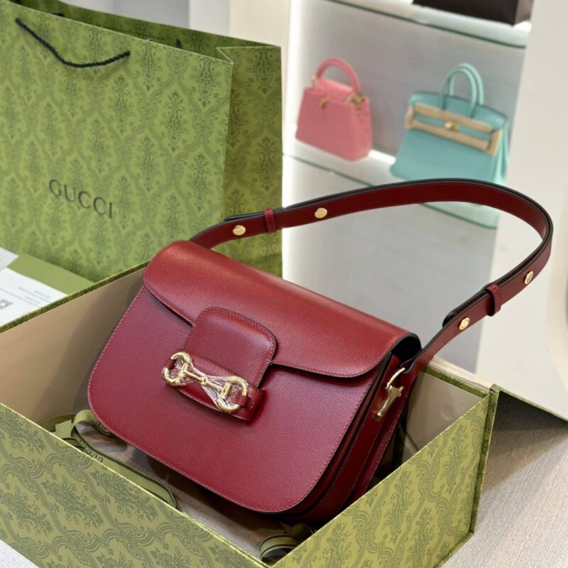 TÚI GUCCI HORSEBIT 1955 SHOULDER BAG RED LEATHER SIÊU CẤP