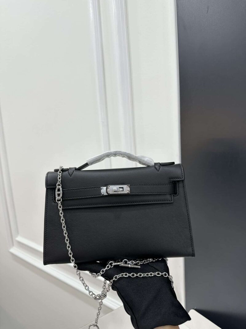 TÚI HERMES MINI KELLY POCHETTE SWIFT SLIVER HARDWARE NGUYÊN BẢN