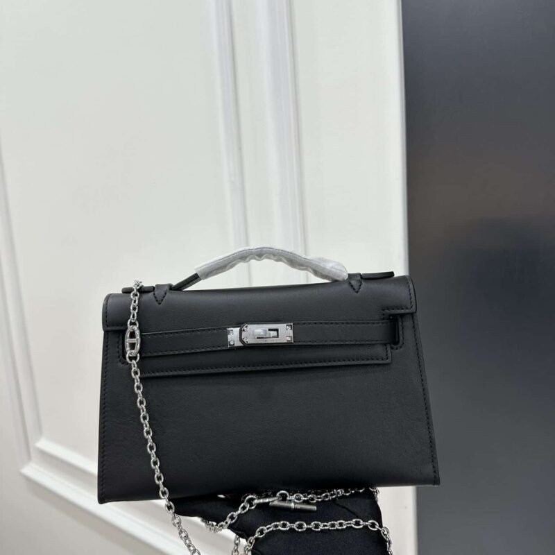 TÚI HERMES MINI KELLY POCHETTE SWIFT SLIVER HARDWARE NGUYÊN BẢN