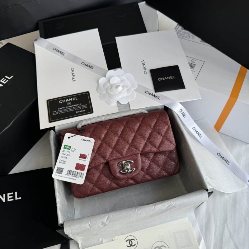 TÚI XÁCH CHANEL CLASSIC SMALL FLAP BAG RED CAVIAR SLIVER SIÊU CẤP