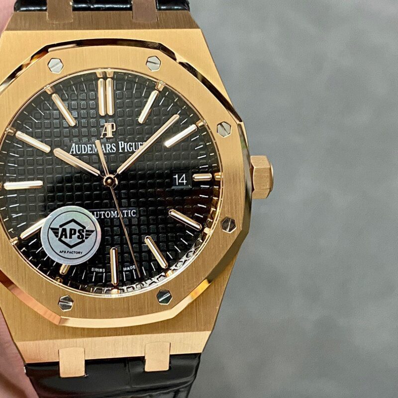 AUDEMARS PIGUET ROYAL OAK 15400OR ROSE GOLD BLACK DIAL 158G SUPER CLONE APS 41MM