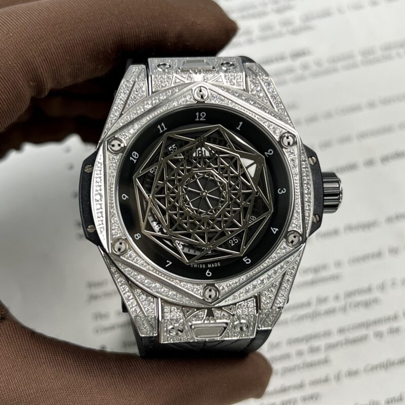 ĐỒNG HỒ HUBLOT BIG BANG SANG BLEU TITANIUM ĐÍNH ĐÁ FAKE THỤY SỸ 44MM