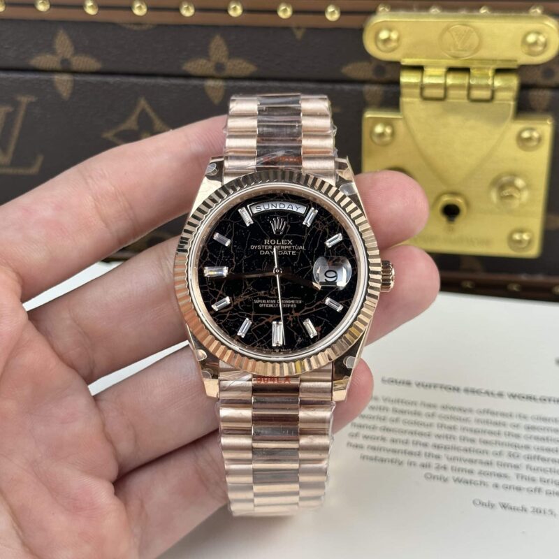 ROLEX DAY-DATE 228235 EISENKIESEL DIAL ROSE GOLD V5 185G TOP QUALITY QFACTORY 40MM