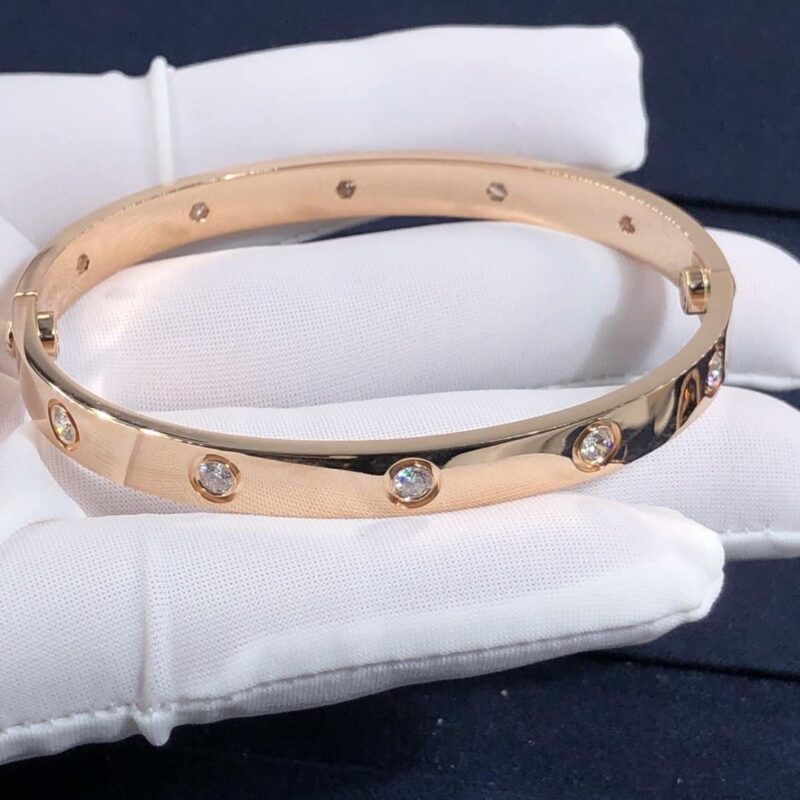 Cartier Love Bracelet 10 Diamonds Custom Made 18K Rose Gold