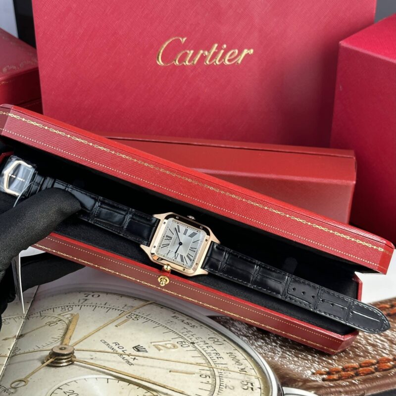 ĐỒNG HỒ CARTIER SANTOS DUMONT WGSA0021  REP 1:1 VÀNG HỒNG MẶT SỐ BẠC 43.5X31.4MM