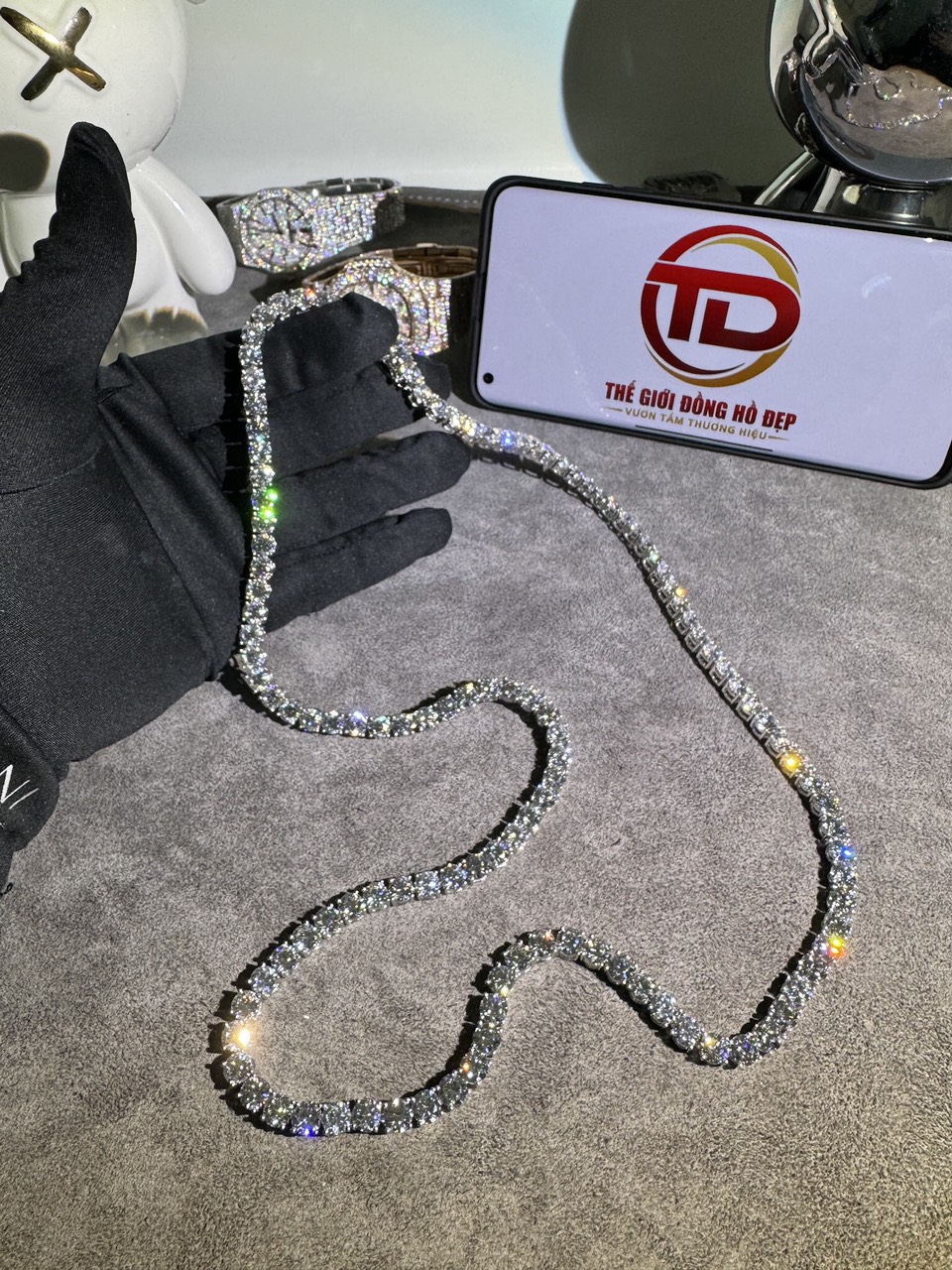 Custom 18k White Gold & CVD Diamond Necklace - 2