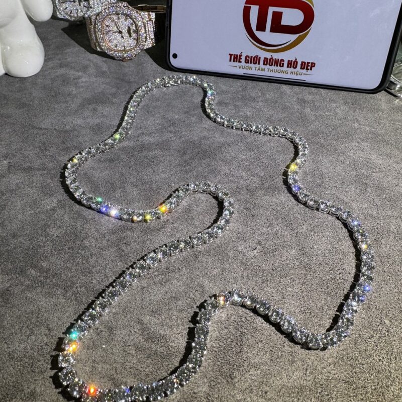 Custom Made 18K White Gold & CVD Diamond Necklace 75cm 98.4ct Diamond