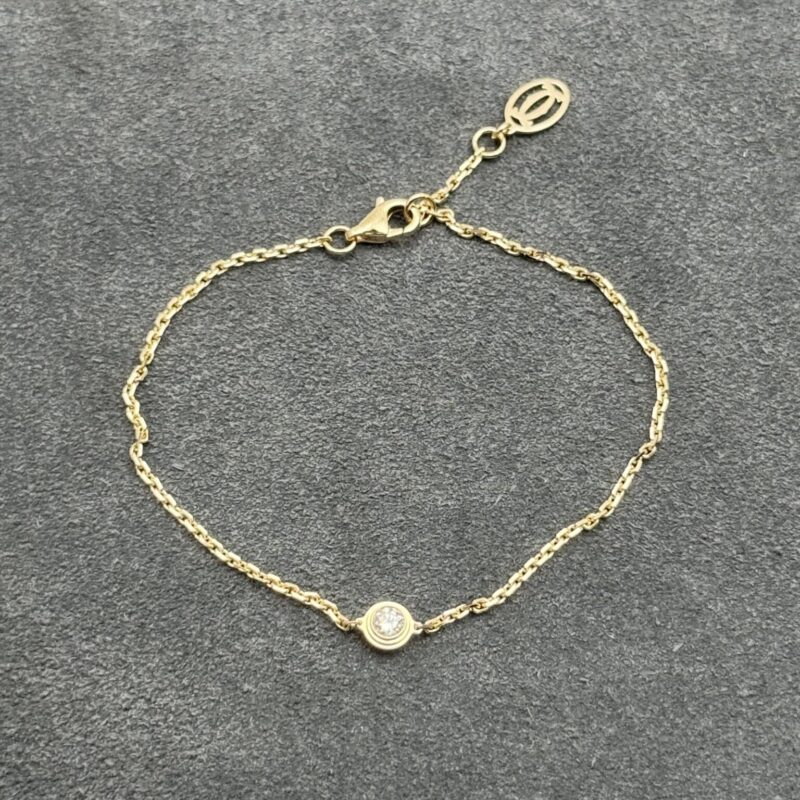 Custom Made 18K Yellow Gold Natural Diamond Cartier D'Amour Bracelet