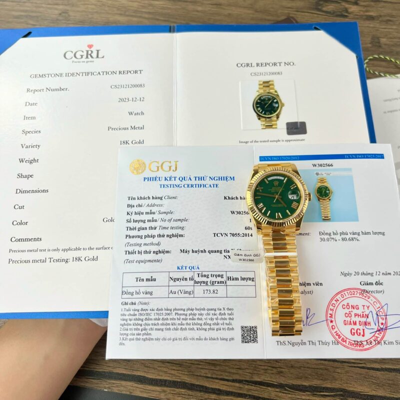 ROLEX DAY-DATE 228238-0061 GREEN ROMAN DIAL 18K YELLOW GOLD WRAPPED 175G GMF V3 40MM