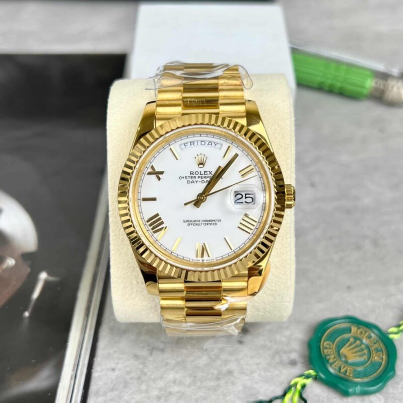 ROLEX DAY-DATE 228238-0042 WHITE ROMAN DIAL 18K YELLOW GOLD WRAPPED 175G BEST QUALITY 40MM