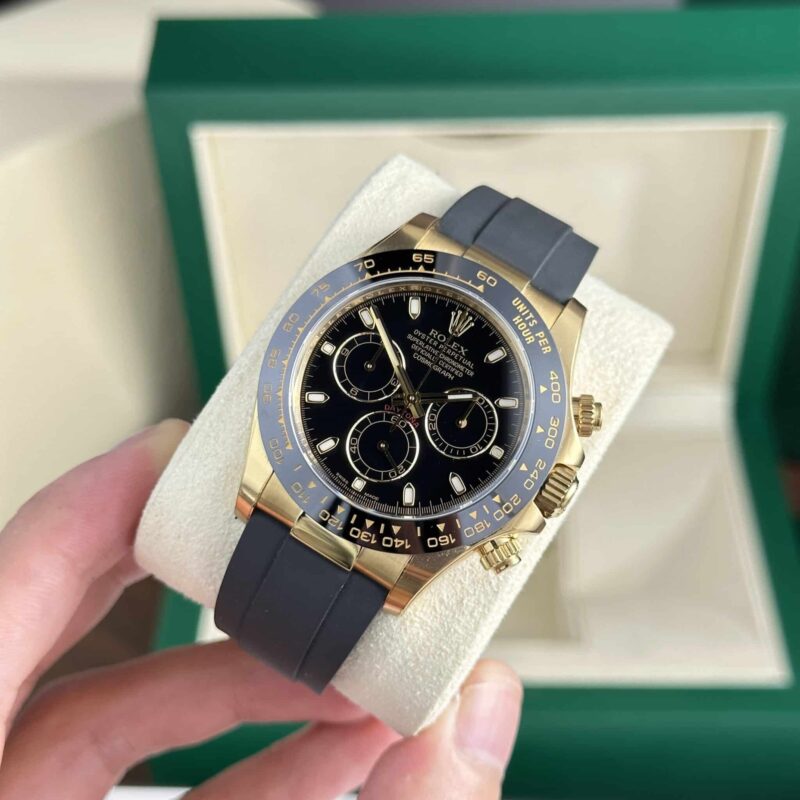 ROLEX DAYTONA 116518LN YELLOW GOLD BLACK DIAL OYSTERFLEX BEST REPLICA CLEAN FACTORY 40MM