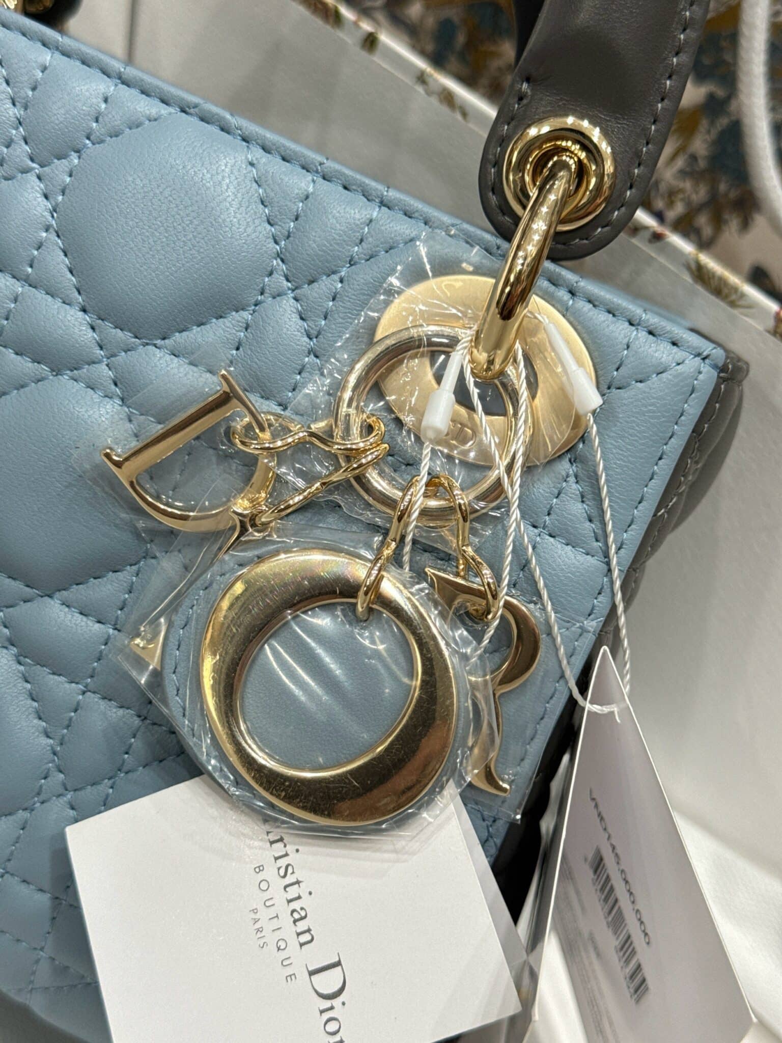 Túi Lady Dior mini 2 màu xanh xám Like Auth - 7