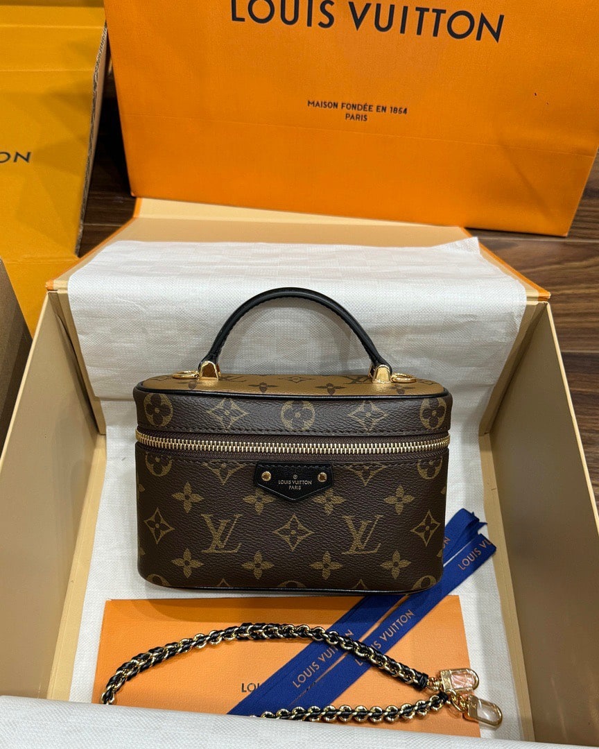 Túi Vanity Chain Pouch Monogram Reverse Màu Nâu - 3