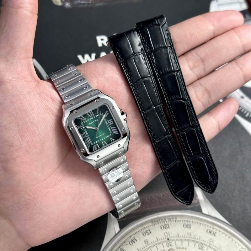 CARTIER SANTOS MEDIUM SIZE GREEN DIAL BES REPLICA 35.1MM