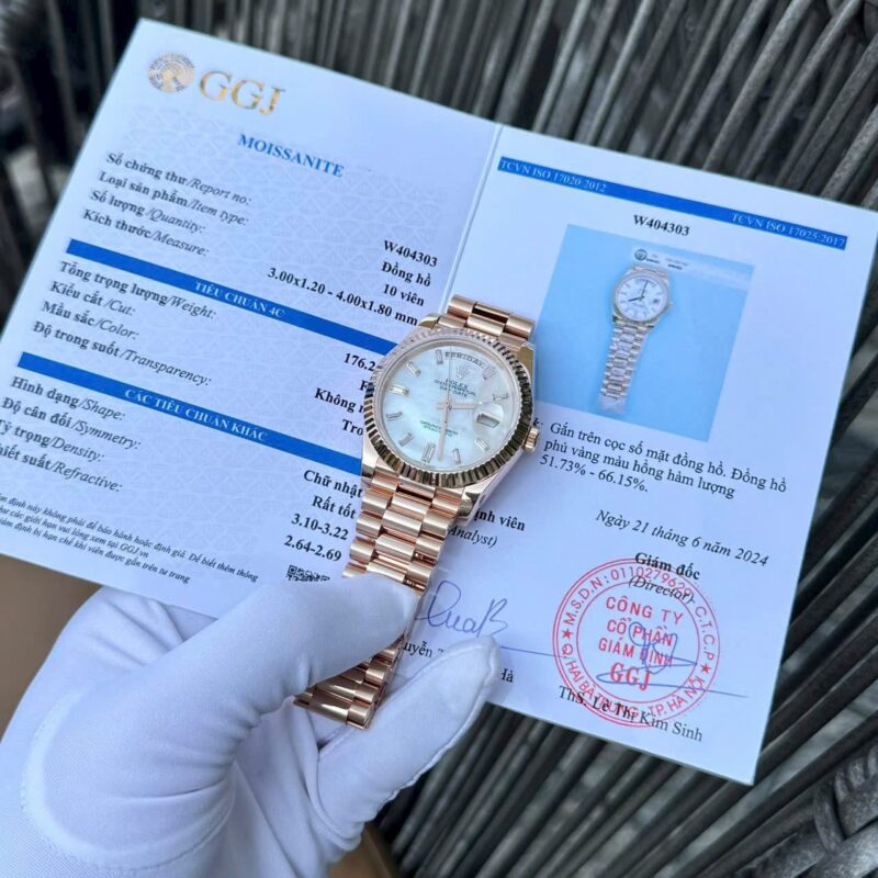 ROLEX DAY-DATE 40 228235-0056 MOP DIAL 18K GOLD WRAPPED CUSTOM MOISSANITE HOUR MARKER GMF V3 176G