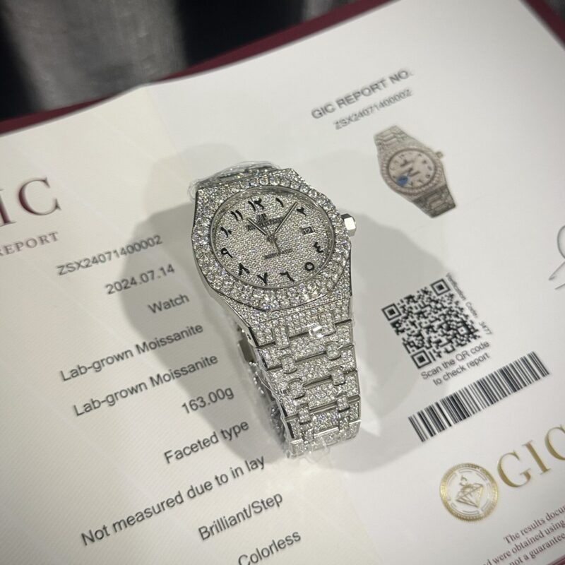 AUDEMARS PIGUET ROYAL OAK ICED OUT MOISSANITE ARABIC DIAL BEST REPLICA 42MM