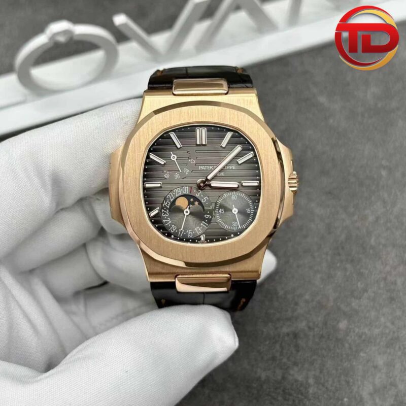 PATEK PHILIPPE NAUTILUS 5712R-001 18K SOLID ROSE GOLD CNC 1:1 CROCODILE LEATHER 40MM