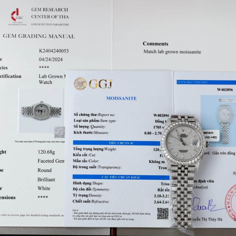 ĐỒNG HỒ ROLEX DATEJUST 41 CHẾ TÁC FULL MOISSANITE HONGKONG DÂY JUBILEE 41MM