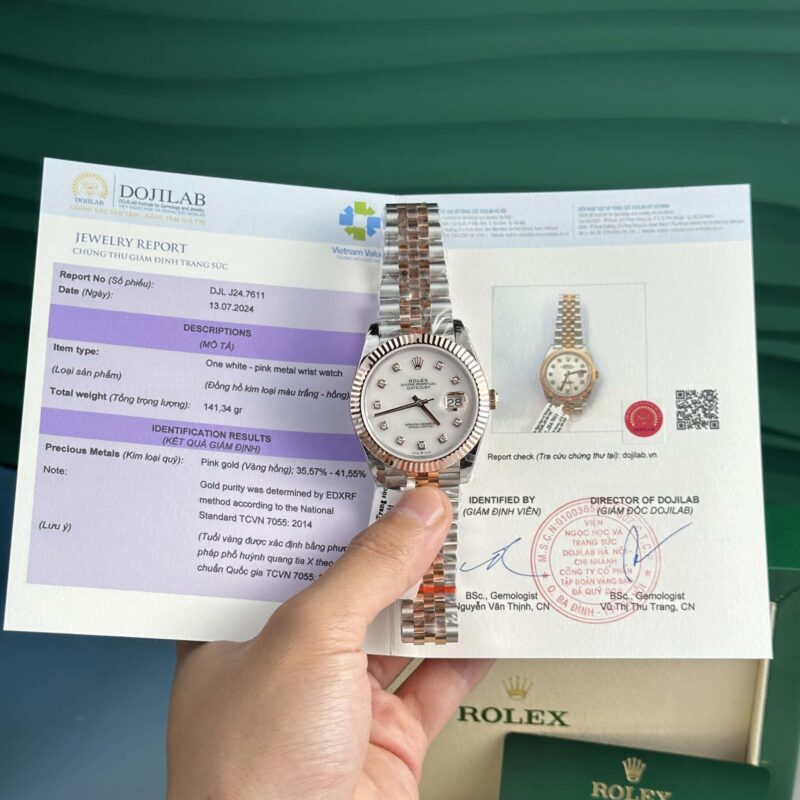 ĐỒNG HỒ ROLEX DATEJUST 126331 BỌC VÀNG 18K MẶT KHẢM TRAI CỌC SỐ ĐÁ REP 1:1 V5 GMF 41MM