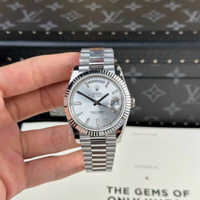 ROLEX DAY-DATE 228239-0001 SILVER BAGUETTE DIAL BEST REPLICA GMF V3 40MM