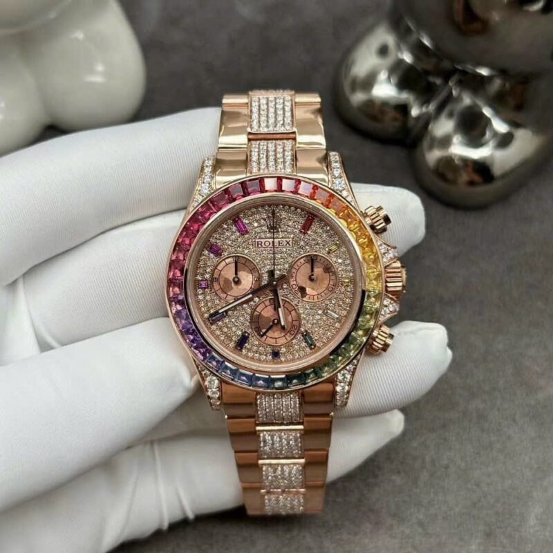 ROLEX DAYTONA RAINBOW 116595RBOW FULL DIAMONDS 18K SOLID GOLD NATURAL DIAMONDS 40MM