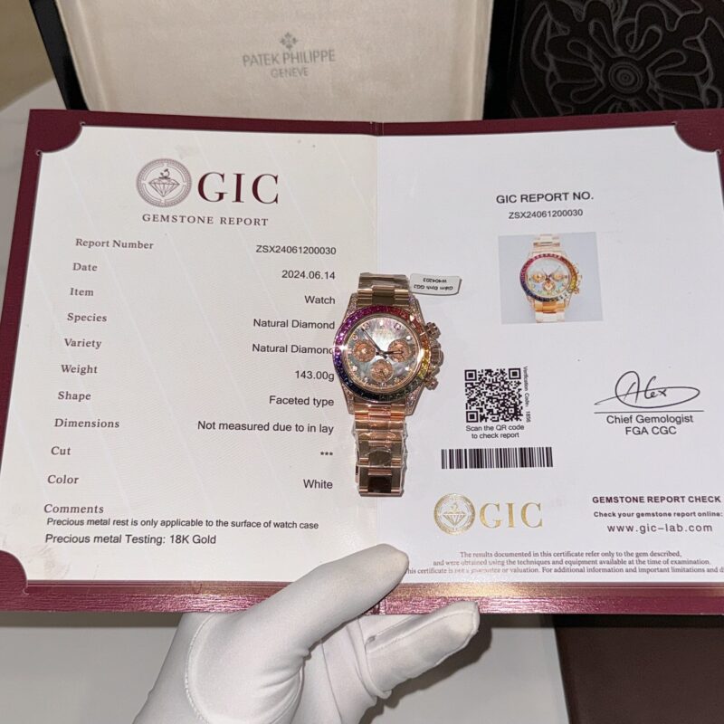 ROLEX DAYTONA RAINBOW 18K GOLD WRAPPED CUSTOM NATURAL DIAMONDS 40MM