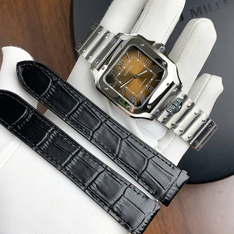 ĐỒNG HỒ CARTIER SANTOS CRWSSA0064 MẶT SỐ NÂU REP 1:1 BVF 39.8MM