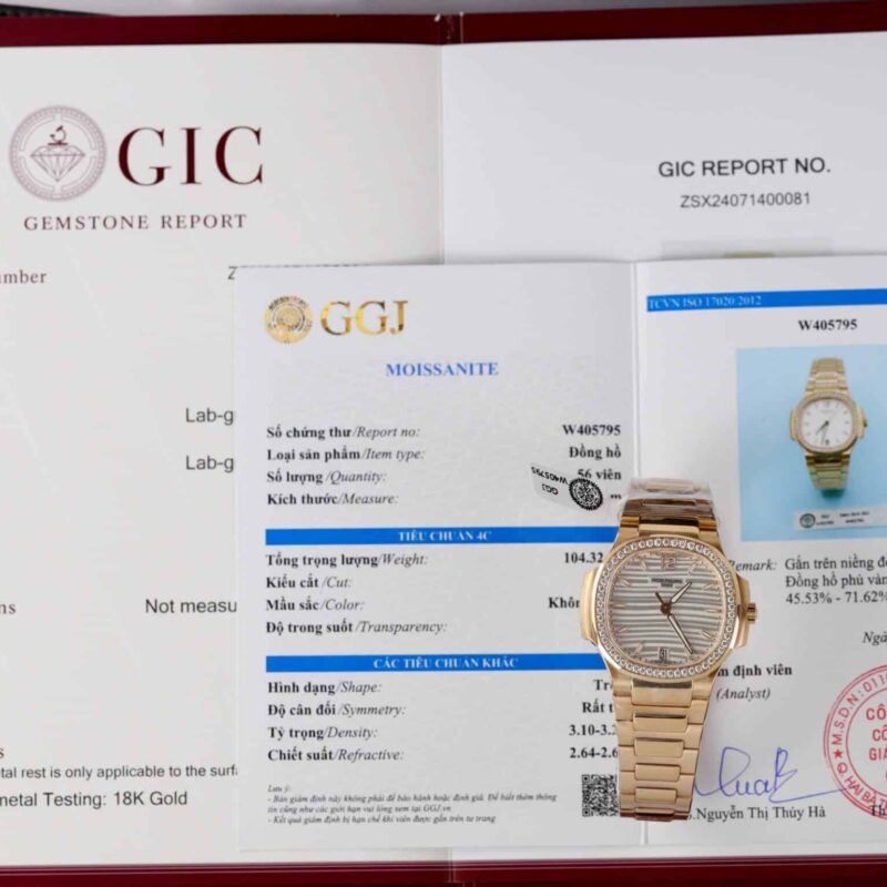 ĐỒNG HỒ PATEK PHILIPPE NAUTILUS 7118 BỌC VÀNG HỒNG 18K VIỀN MOISSANITE 35.2MM