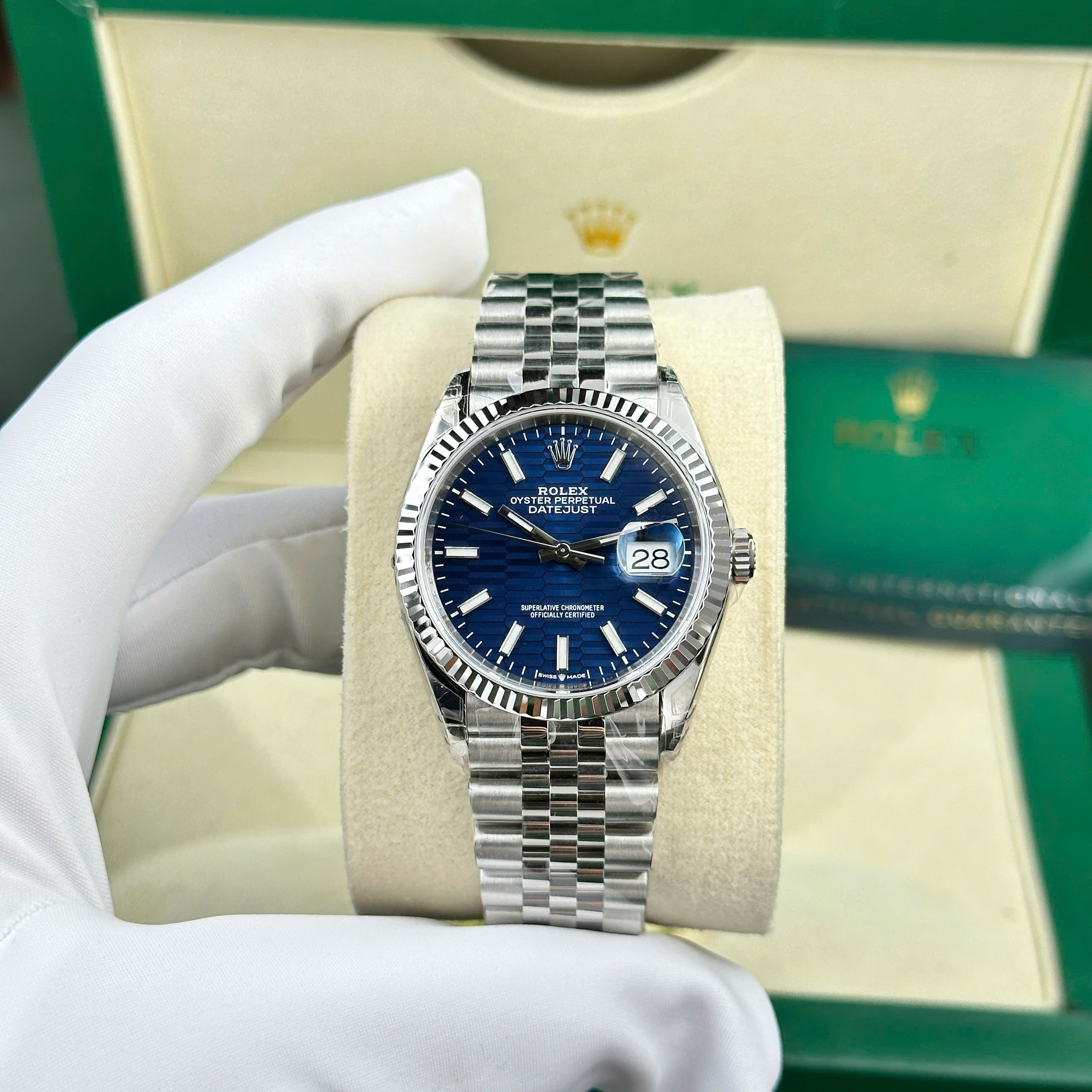 ROLEX DATEJUST 126234 BLUE MOTIF LUMINOUS DIAL JUBILEE BRACELET BEST REPLICA